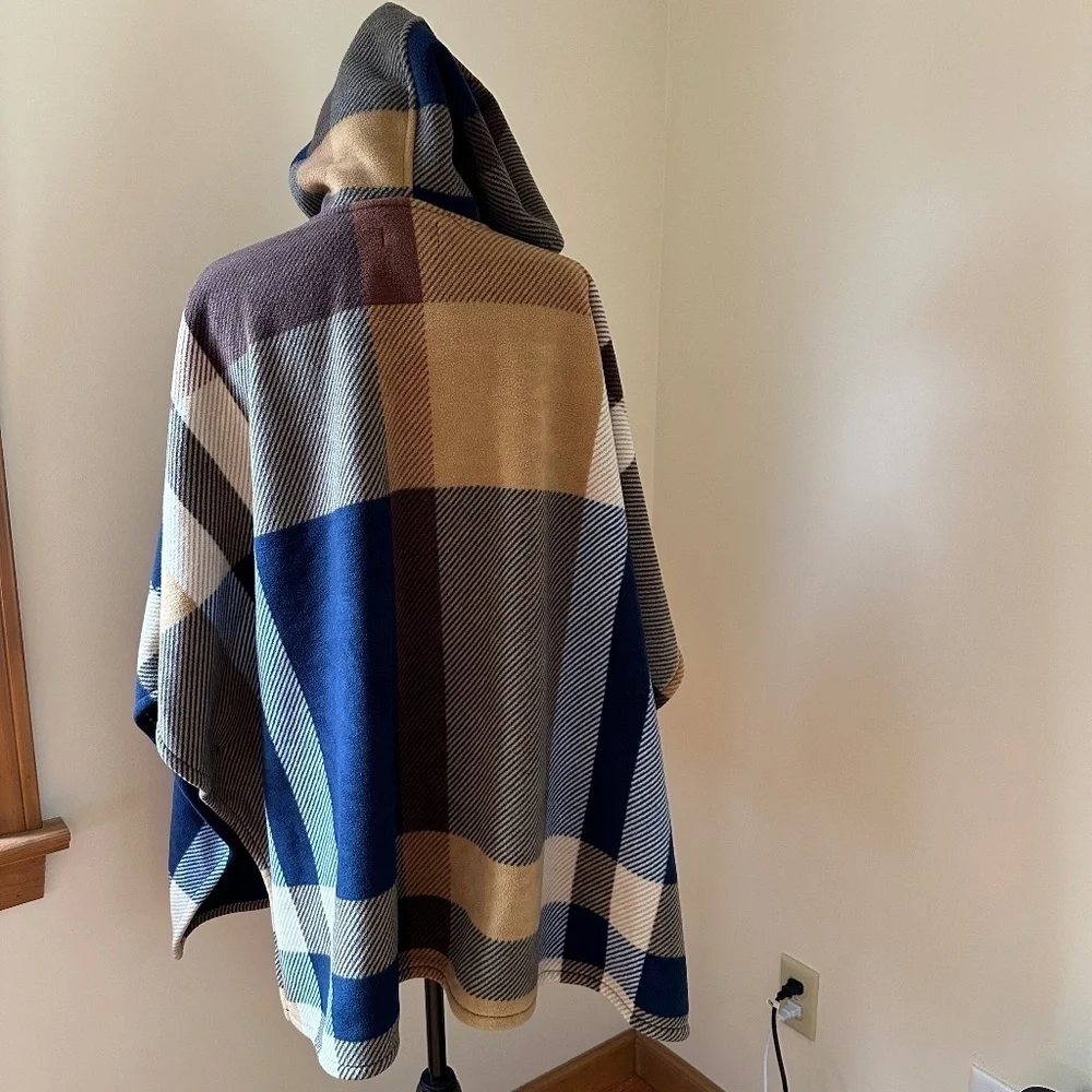 *RACHEL ROY* Blue x Tan Plaid Hooded Jacket One Size